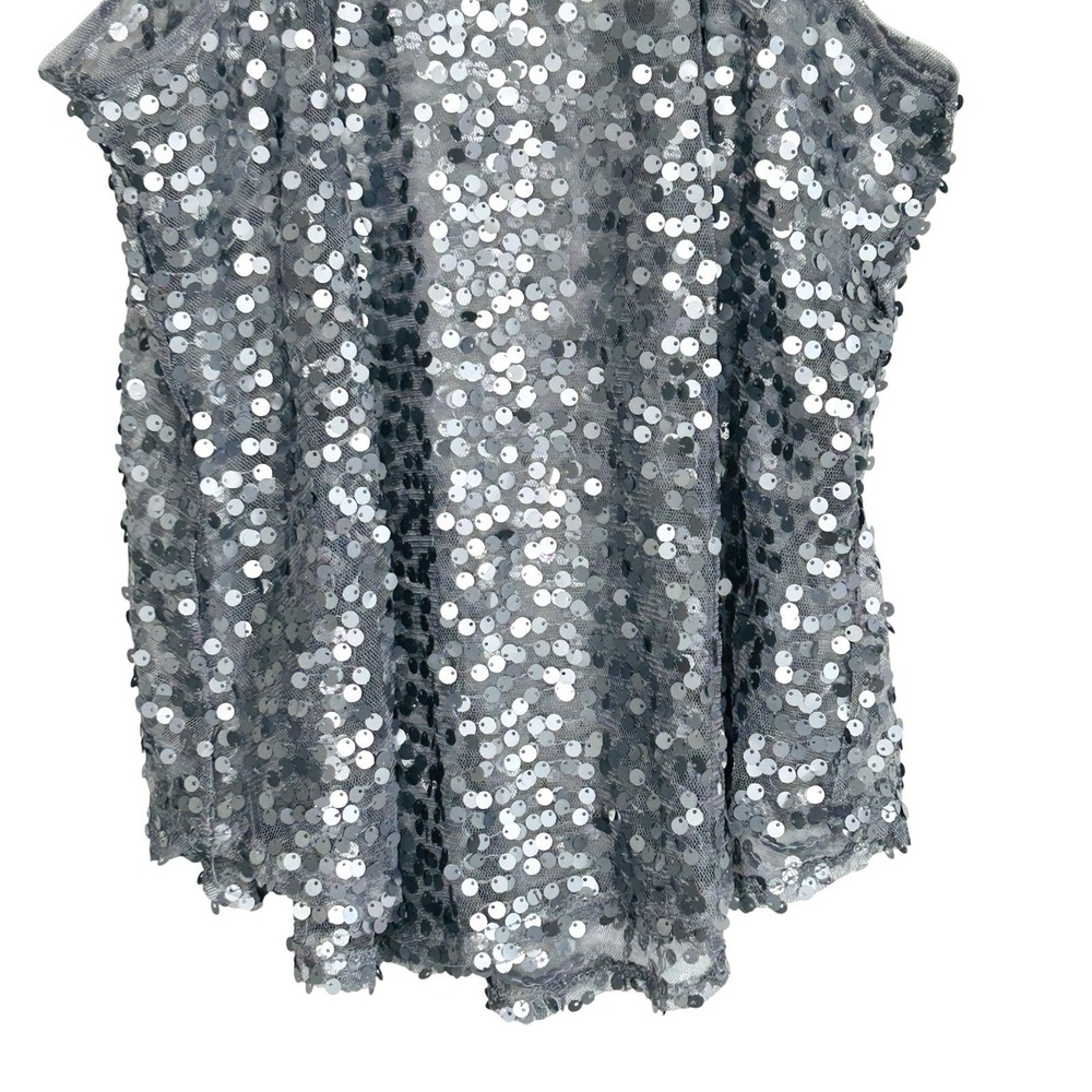 Y2k Fairy Sheer Mesh Sequin Tank Top Medium Festival Boho Chic Clubwear Disco - Picture 7 of 7